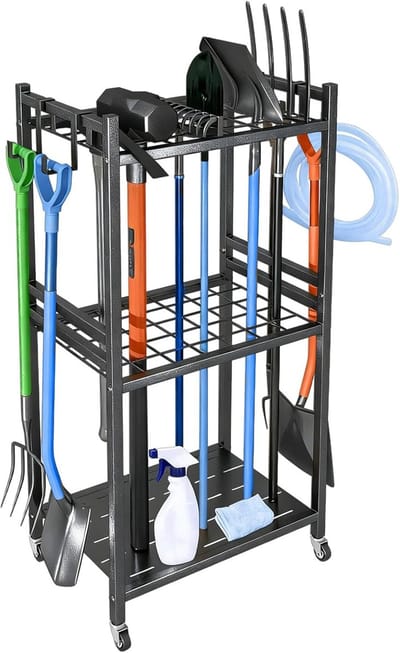 Famanu – Organizer 42 stuks – Grote voordeelset met wandclips en 4 haken, ideaal voor meerdere ruimtes of voorraad – Voor garage en tuin (zwart)
