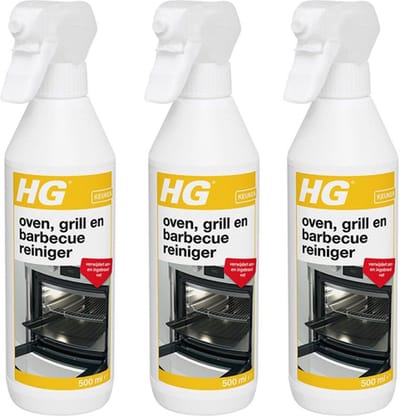 HG oven, grill en barbecuereiniger 500ML - 3 stuks + Gratis KD spons