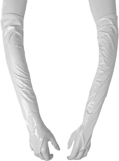 LATEX Handschoen Sexy lange Datex Handschoenen Wit lange lak handschoen Glans Lakleer SM Gogo dancing dans accessoiren
