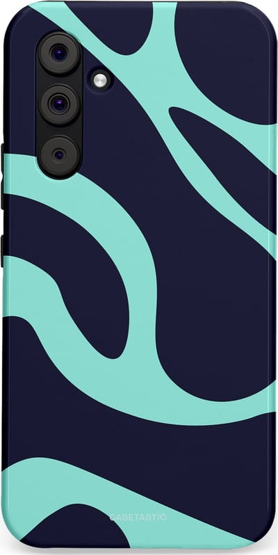 Casetastic Hoesje Geschikt voor Samsung A54 (5G) - Stijlvolle Beschermende Duo-layer Case - Golvenritme Aqua-Marine