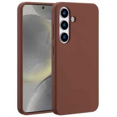 Accezz Hoesje - Geschikt voor Samsung Galaxy S25 - Liquid Silicone Backcover met Magnetische Ring - New Tea Brown