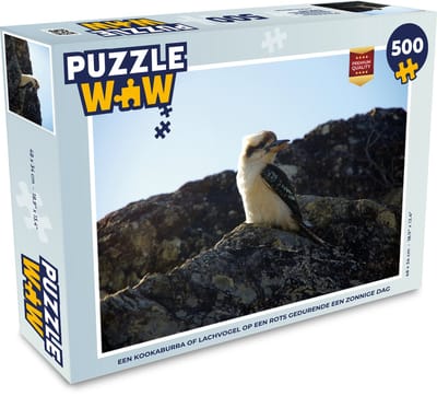 Puzzel Een kookaburra of lachvogel op een rots gedurende een zonnige dag - Legpuzzel - Puzzel 500 stukjes