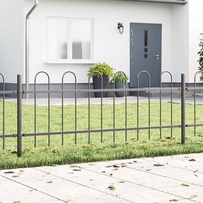 vidaXL - Tuinhek - BOXTEL - 8 - st - 13,6 - x - 0,6 - m - Poedergecoat - staal - Grijs
