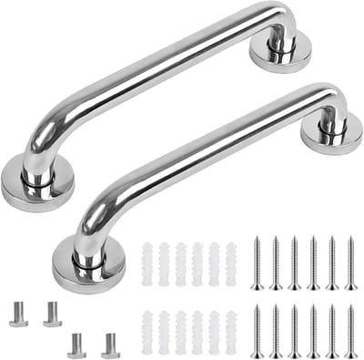 Handgrepen Senioren - Veiligheidsgrepen Badkamer - Veilig Douchen - Roestvrij Staal - 33 cm - Zilver