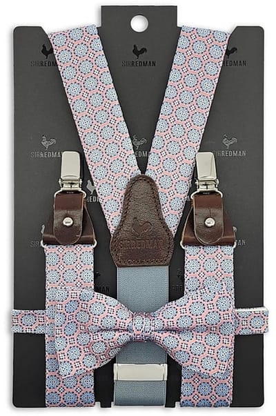 Sir Redman - Bretels met strik - bretels combi pack Dandy Blossom - roze / lichtblauw / wit