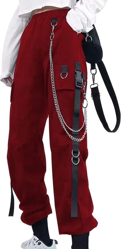 Cargobroek voor dames met broekketting - Gothic en Y2K stijl