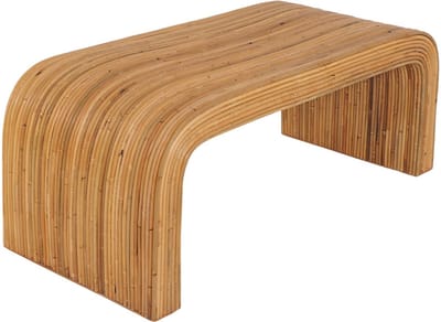 sweeek - Bank, bedeinde in natuurlijk rotan, 100cm, afgeronde hoeken, b 100 x d 45 x h 40cm
