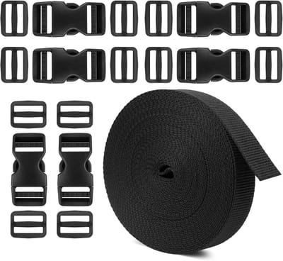 Gespen Set - Riemen en Schuivers - Rugzak Reparatie - Hoge Treksterkte - 2.5 cm Bandbreedte - Zwart