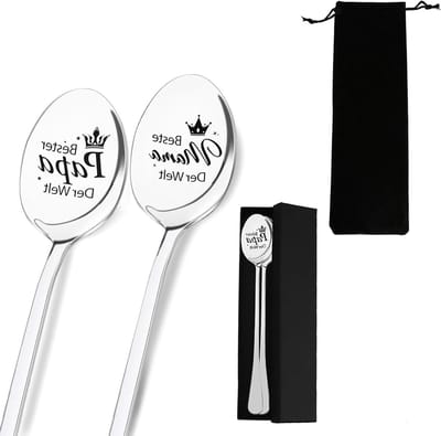 Set van 2 Gegraveerde Koffielepels voor de Beste Mama en Papa, Perfecte Cadeaus voor Ouders en Moedersdag