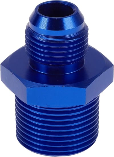 Allecta - Aluminium Blauwe Brandstofleiding Connector met Mannelijke Verkleiner TF-AN8-3/4 NPT. Geschikt voor Brandstofslangen.