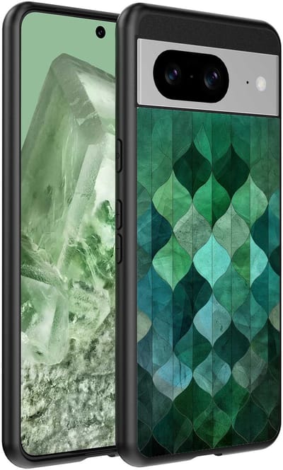 Geschikt voor Google Pixel 8 Telefoonhoesje met Groene Bladeren Opdruk - TPU Backcover Case Green Leafs Design - Groen - Smartphonica geschikt voor Google Pixel 8