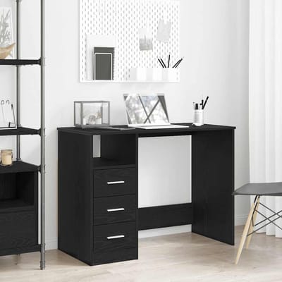 vidaXL - Bureau - met - lades - 102x50x76 - cm - bewerkt - hout - zwart - eikenkleur