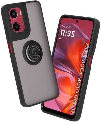 Hoesje geschikt voor Motorola Moto G05 / Moto E15 - Techsuit Glinth Back Cover met ring en magneet - Zwart