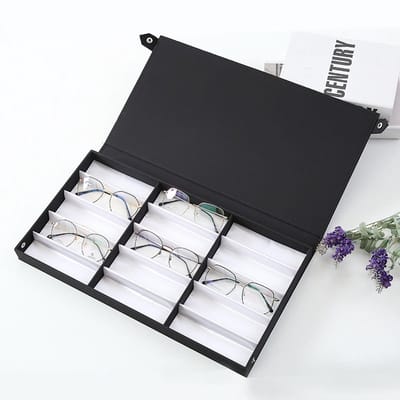 Dailygoods- Zonnebrilvitrine 15 Rasters - Opbergdoos voor Brillen - Multifunctionele Organizer - Geschikt voor Sieraden - Compact Ontwerp - Stijlvolle Display