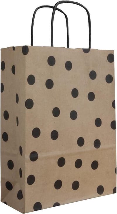 Papieren tasjes 50 stuks - Bruin en Print / Multi colour - A5 18x24x8 - Cadeautasjes - Papieren tasjes met handvat