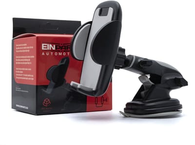 Einparts Auto Telefoonhouder voor Dashboard en Voorruit met Telescopisch Uitschuifbare Arm Zwart