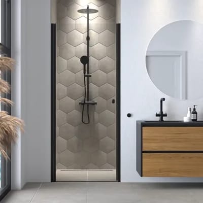 Sealskin Draaideur Hooked - 80x200cm - 6mm Helder Veiligheidsglas - Matzwart Profiel