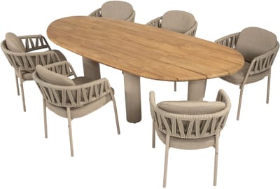 Calma Estate dining tuinset 240x105xH75 cm 7 delig latte teak Taste 4SO