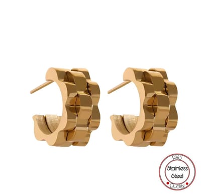 Presidente Oorbel | Oorbel Vrouwen | Schakel Oorbel | Staal Goudkleurig | Cadeau voor Haar | Cadeau voor Vrouw | Oorhanger | Goudkleurig | Set | Soraro |