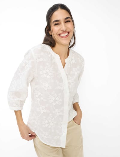 Regular fit blouse met florale siergarnering model 'Velia'