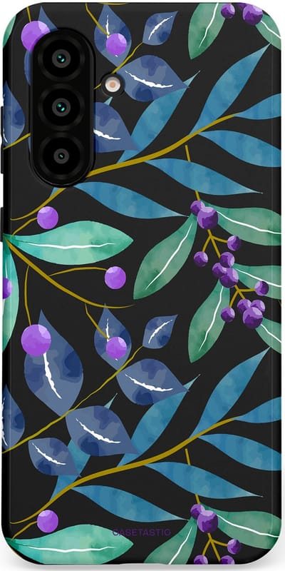 Casetastic hoesje geschikt voor Samsung Galaxy A36 / Samsung Galaxy A56 - Dubbellaagse bescherming - Besjes fantasie - Fashion Case - Zwart Petrol Saliegroen