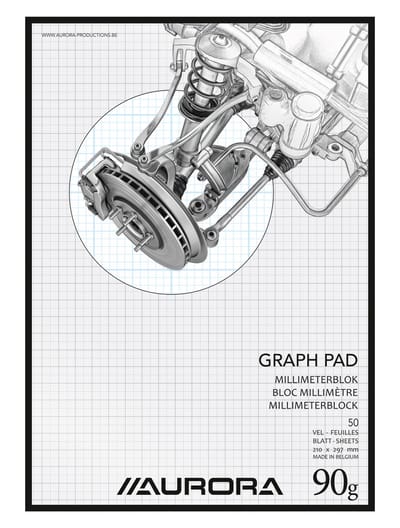 Aurora - MAXI PACK - 10 x Millimetepapier-blok: Formaat A4 - Wit 90gr papier - 50 Vel