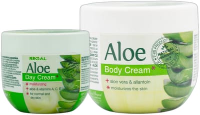 Regal Aloe Gezicht & Lichaam Verzorgingsset – Dagcrème & Bodycrème met Natuurlijke Aloë Vera – Voor Gevoelige, Normale & Droge Huid – 350ml