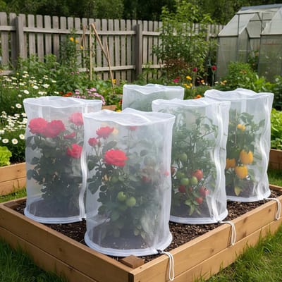 Plantenhoes - Koepel Vorm - 2 Stuks - 60x60x120 cm - HDPE Net - Met Trekkoord - Beschermt tegen Insecten & Vogels - – koepelvorm – met trekkoord – herbruikbaar