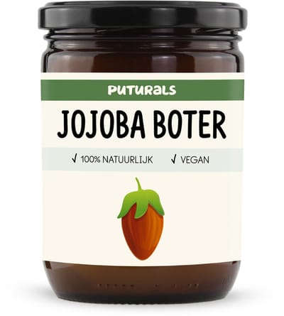 Puturals Jojoba Boter 100% Natuurlijk - 500ml - Hydrateert en Verzorgt Droge Huid - Rijk aan Vitamine E en Vetzuren - Natuurlijk Alternatief voor Body Butter en Bodylotion - Bruine Glazen Pot