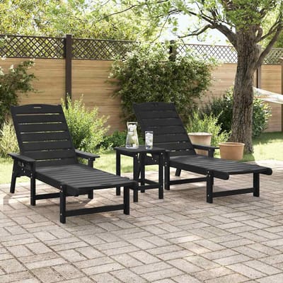 vidaXL Ligstoel 2 pcs Zwart 195,5 x 53 x 98,5 cm Polyetheen