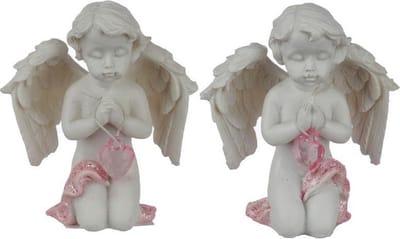 Set van 2xBeeldje Biddend Cherubijntje Engel 'Memory Of The Heart' 7x6.5x3cm