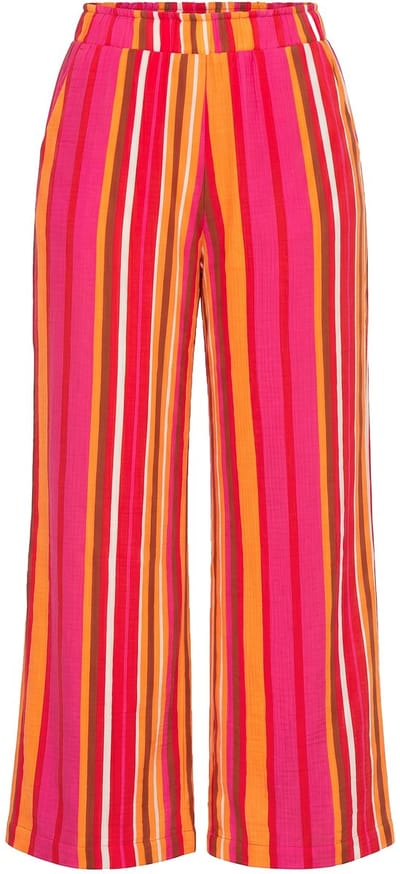 Studio Untold - Dames - Broek wijde pijpen mousseline strepen - Fuchsiaroze - Maat 50