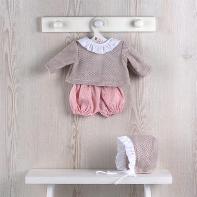 Asi poppenkleding - Scandinavische look roze en zand - poppenoutfit