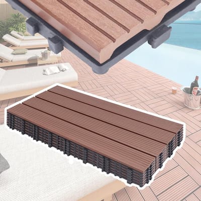 Balkonvloerbedekking - Terrastegels WPC - Buiten Leven - Kliksysteem - 55 stuks - Bruin