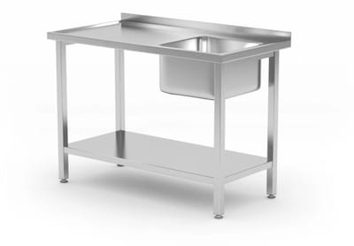 HENDI Spoeltafel rvs - spoelbak rechts, legplank - 100x60x85 cm - zilverkleurig - horeca
