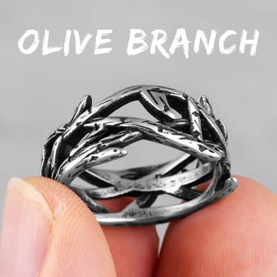Victory Olive Branch roestvrijstalen herenringen in punk-, eenvoudige en retrostijl voor mannelijke vriendjes, biker-sieraden, een creatief cadeau. 10