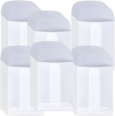 60 small paper bag - witte mini bags - transparante papier flat bags - voor verpakking geschenk juwelen mini DIY (8.5 * 6.5cm)