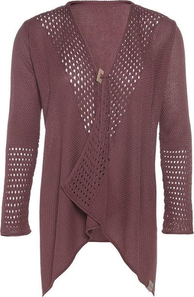 Knit Factory April Gebreid Vest - Cardigan dames - Luchtig rood zomervest - Damesvest gemaakt van 50% katoen en 50% acryl - Stone Red - 40/42