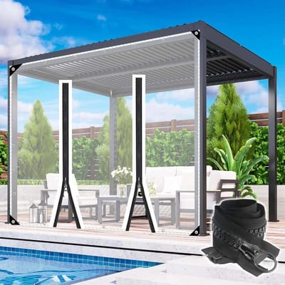 Waterdicht C zeildoek ains - 0,5 mm PVC-kunststof met oogjes, deur ideaal voor Pera, tuinhuisje, terras, regenbescherming, 1 m x 1,8 m