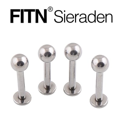 FITN-TLBTB-Titanium Labret Oorpiercing-Zilver Kleurige-1.2*10*3mm-Barbell Lichaamspiercing Oor Piercing met een Balletjes