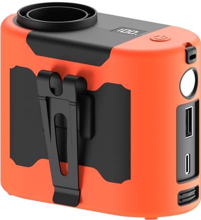 14800mAh 40 uur draagbare ventilator, 5 snelheden, 16000 RPM, met LED-verlichting, handsfree nekventilator voor buitengebruik, bouwplaatsen, boerderijen, reizen en vissen (Oranje)