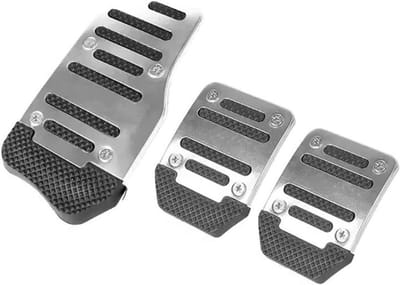 Auto Pedaal Covers - Antislip Pedaalset - Veilig Rijden - Universele Pasvorm - 2 of 3 Stuks - Zilver