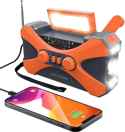 Noodradio - Zwengelradio mobiele telefoonoplaadfunctie-zonne-energie-draagbaar-dynamoradio-AM/FM-verbeterde versie-10.000 mAh accu-2 modi led-zaklamp-SOS-alarm-noodgevallen buiten