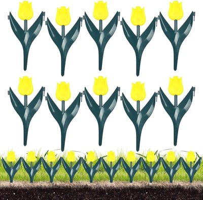 Bloembed Omranding - Perkrand Tuin - Tuin Decoratie - Bloemvormige Blokken - 10 Stuks - Geel