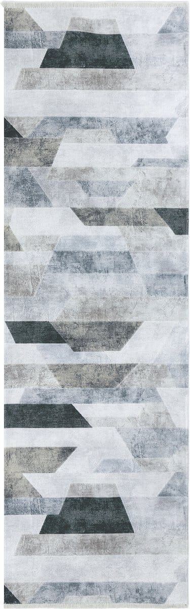 Kelim Trend Tapijt Woonkamer - Licht Grijs - 80cm x 215cm - Modern Laagpolig Vloerkleed, Superzacht, Machinewasbaar, Non-slip