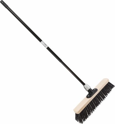 Staaldraad straatbezem/buitenbezem - 40 cm - met metalen telescoopsteel - zwart - 80 - 130 cm - Harde buitenbezems