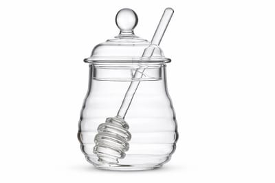 Honingpot met Lepel - Honingsticks - Honing Dispenser - Honingpotje met Dipper - Siroop Dispenser - Glazen Honingpot