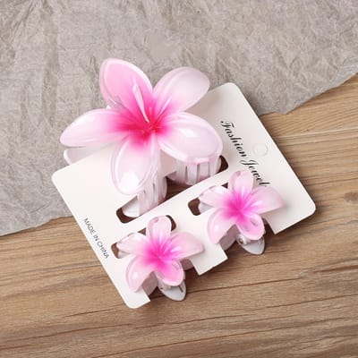 Une Grande et Deux Petites, Pince à Cheveux Fleur Couleur Dégradée, Accessoire de Cheveux Style Décontracté Mode Été Parfait pour les Sorties et les Déplacements