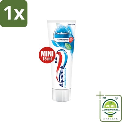 1 x Aquafresh Freshmint 3in1 Mini 15 ml - Tandpasta - Verfrissende Adem - Fluoride - Gaatjes - Tandvlees