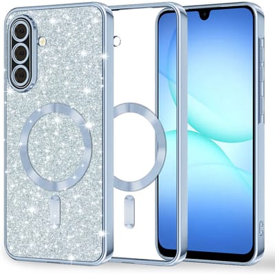 MagSafe-hoesje voor Samsung Galaxy A18 5G A186 / A18 4G A185 / F17 / M17 / A17 4G A175, Techsuit, Luxury Glitter, Blauw